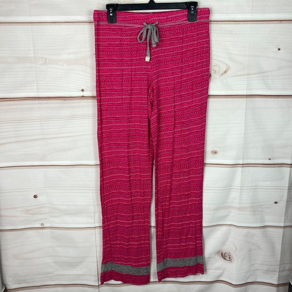 Honeydew Pajama Pants Womens S Pink Geometric Wide Leg Pull On Drawstring Knit